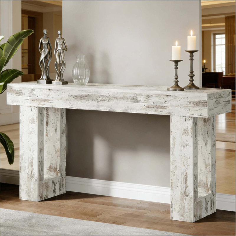 Table de canapé en bois de style champêtre avec charme rustique, bois d'ingénierie durable et utilisation polyvalente pour la décoration intérieure.