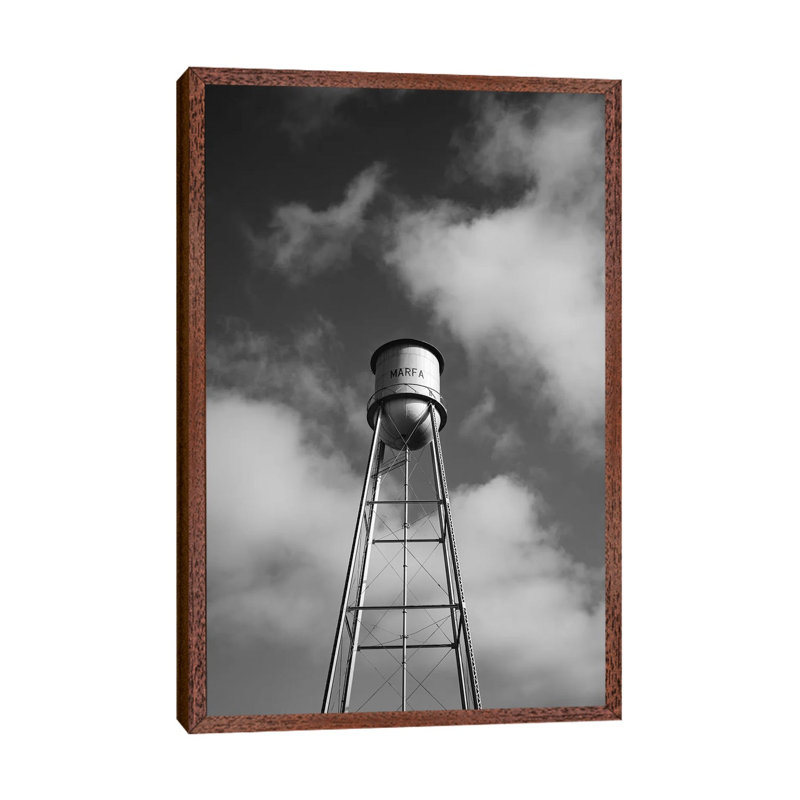 Monochrome Marfa Water Tower by Bethany Young - Print on Canvas, Classic Brown Wood Framed, 66.04 cm H x 45.72 cm W