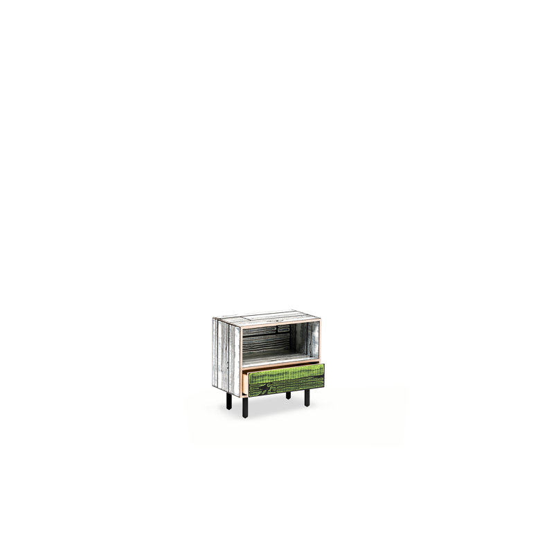 Wrongwoods 1 - Drawer Nightstand, White/Green