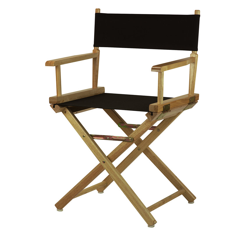 18" Folding Director Chair, Natural, Black