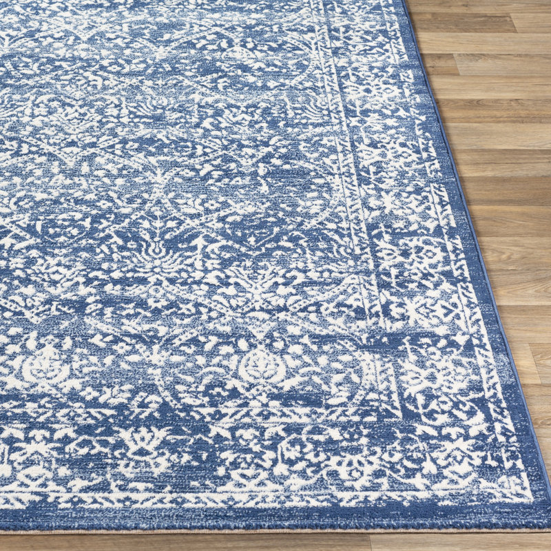 DeSoto Power Loom Oriental Navy/Denim Rug, Rectangle 9' x 12'3"