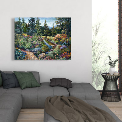 Jardin sur toile turquoise pour décoration intérieure | Accent élégant
