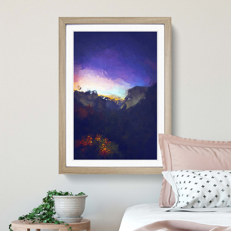 Sunrise in Yosemite Valley California in Abstract - Picture Frame Graphic Art Print, 36cm H x 27cm W x 2cm D, Oak Framed