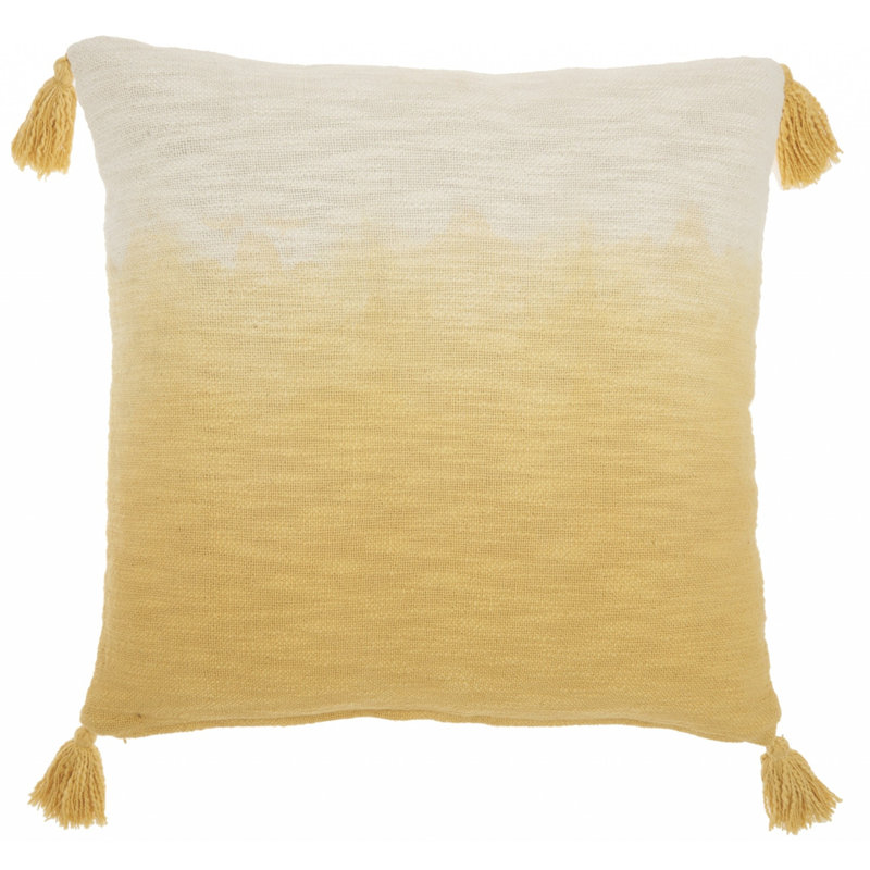 Ombre Tasseled Throw Pillow, Yellow, 22"  x 22"