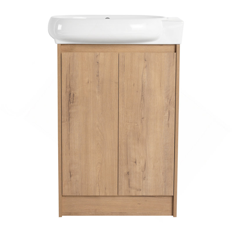 Meuble-lavabo autoportant de 23 po avec lavabo et portes à fermeture douce, Chêne