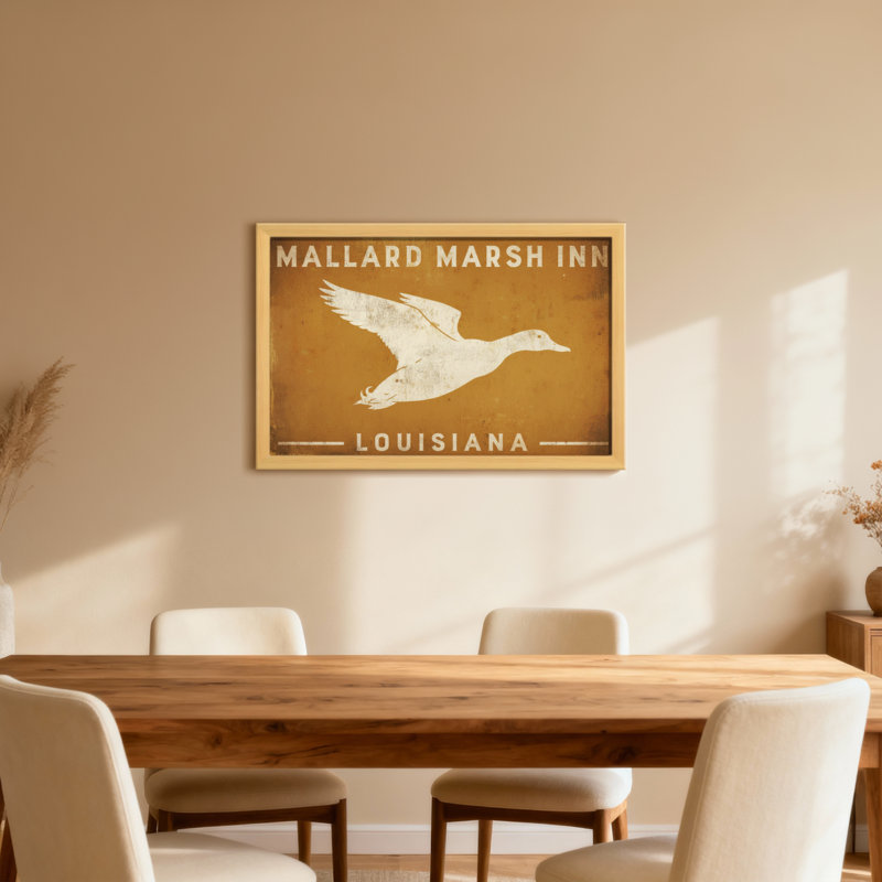 Animaux, canard colvert, signe de la Louisiane, H 20 po x l 30 po, Toile tendue, Ne s’applique pas
