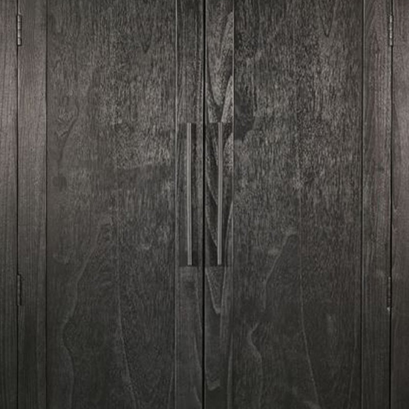 Armoire de rangement arquée Dyz, 2 portes avec tablettes réglables, bois noir
