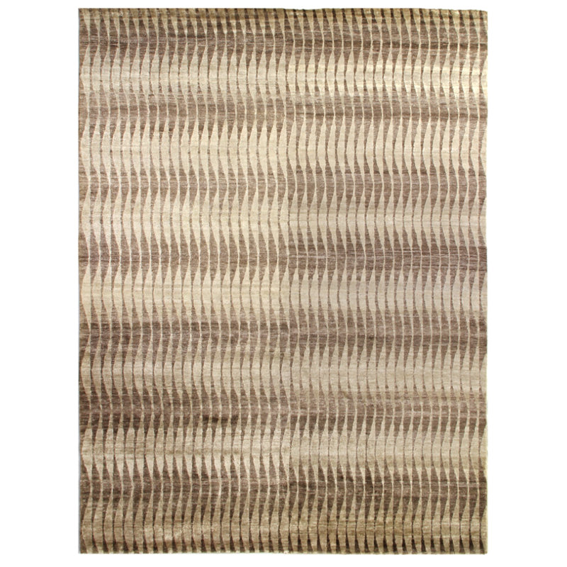Abstract Area Rug in Ivory/Brown, Rectangle 12' x 15'