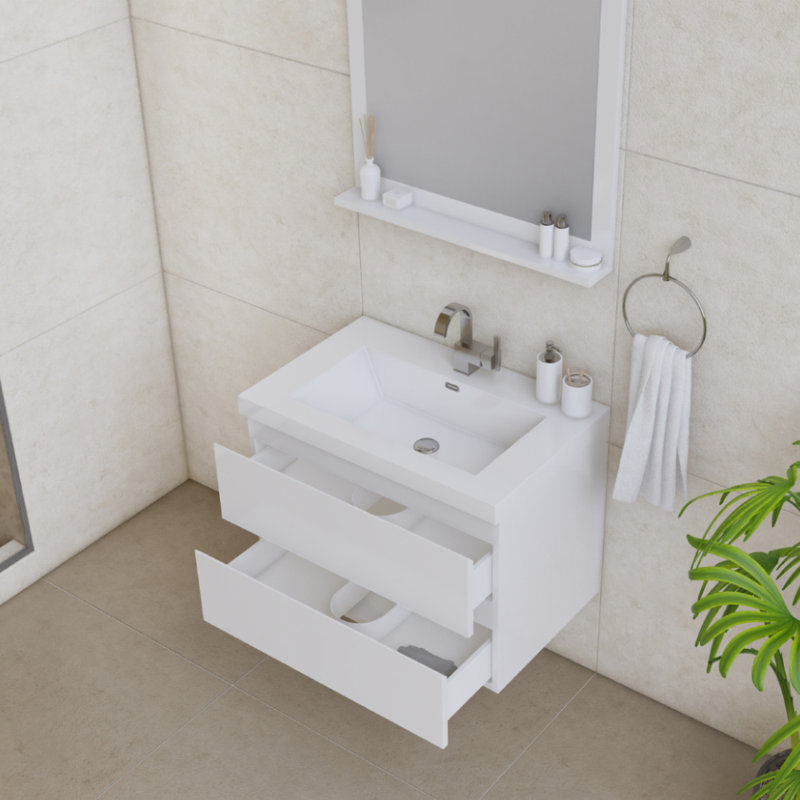 Arjina 30'' Single Bathroom Vanity with Solid Surface Top, White