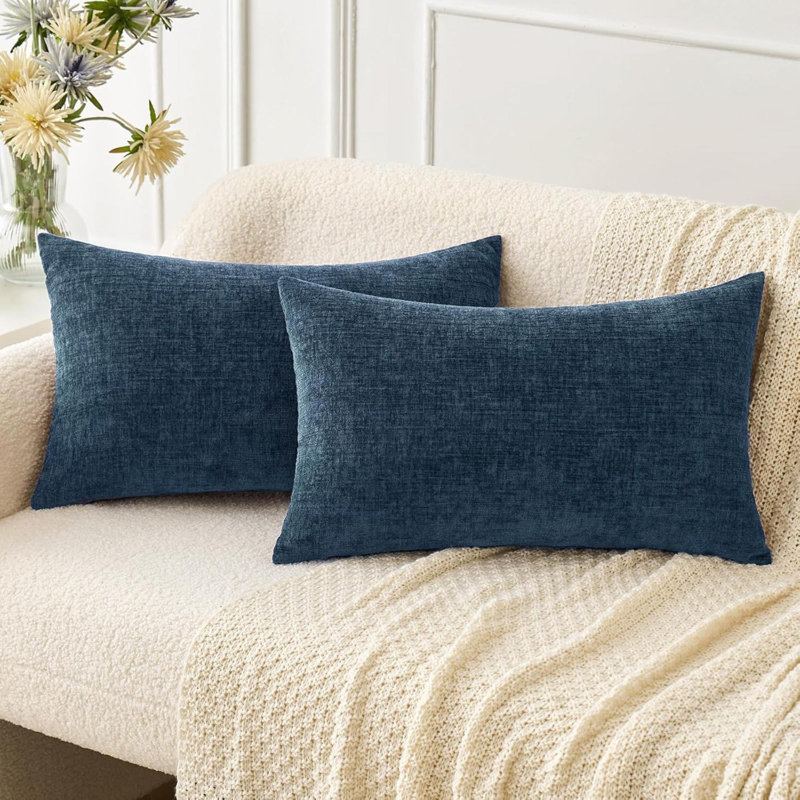 Pack Of 2 Throw Pillow Covers  Soft Chenille Pillow Covers For Sofa Living Room Couch Solid Dyed Cases
