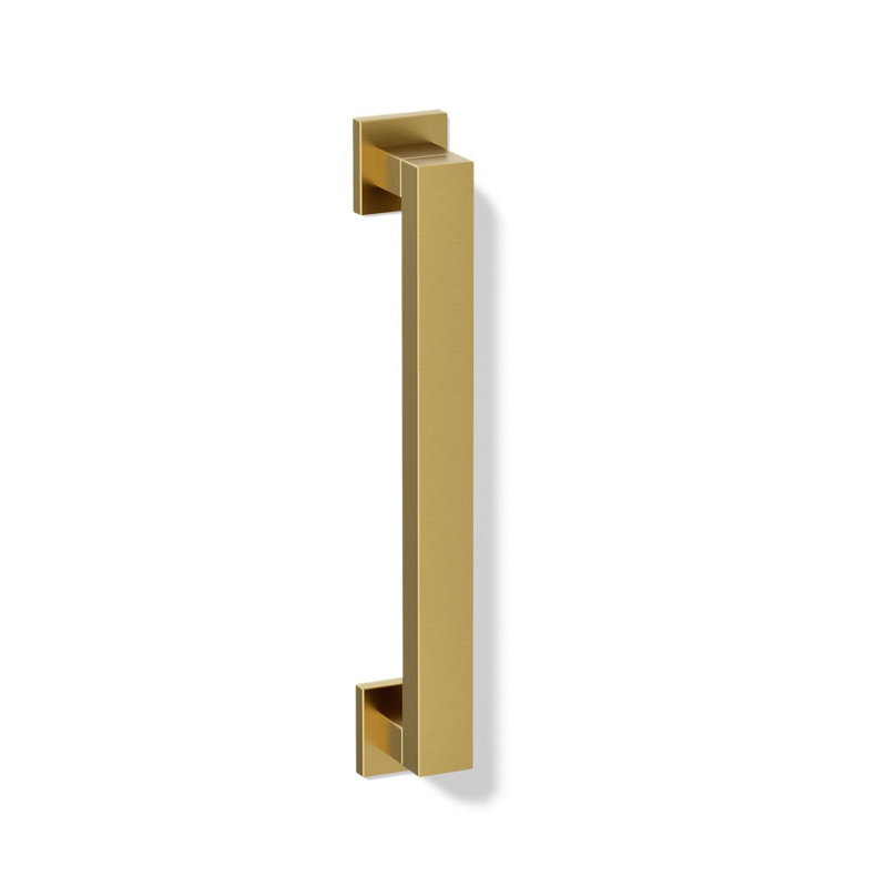 Square Metal Grab Bar for Shower, Bathroom Safety Grab Bar, Tub Rail, 12" W, Vibrant Brushed Moderne Brass