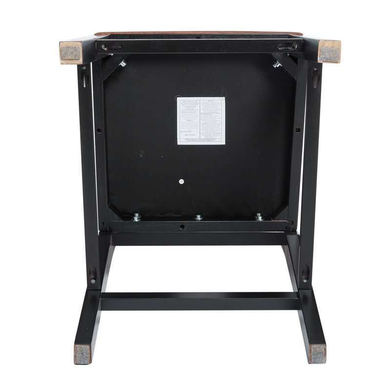 26'' Modern Counter Stools With Rattan Backrest And Wood Frame, Black, Brown
