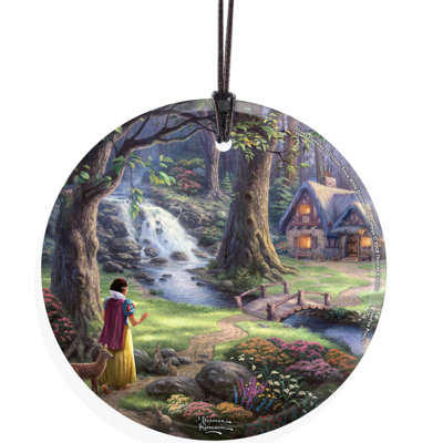 Thomas Kinkade (Snow White Discovers the Cottage) Hanging Glass Print