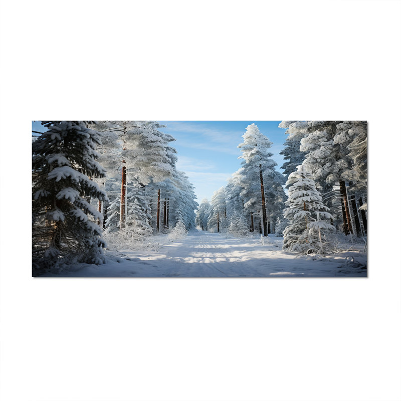 Winter Snowy Evergreen III - Paysage d'hiver, impressions encadrées, Toile tendue, H 28 po x l 60 po x P 1,5 po