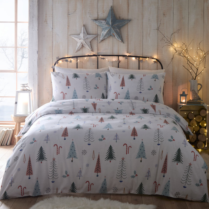 WINTER TREES Cotton Blend Floral Duvet Cover Set with Pillowcases Included, Double Duvet Cover + 2 Standard Pillowcases