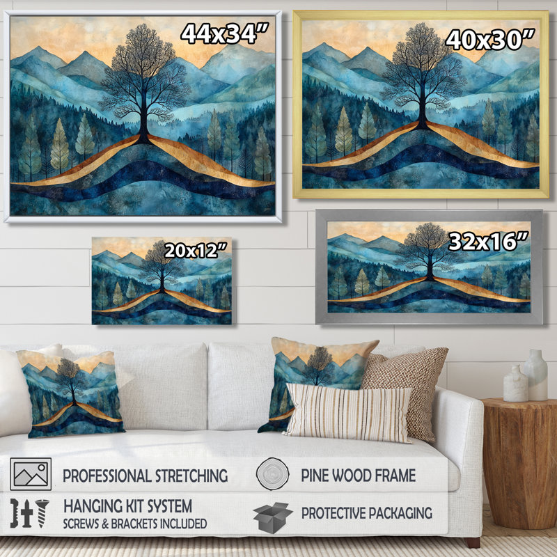 Décoration murale Genewieve Mountain Forest Pine Tree Roots III - Montagnes, H 30 po x l 40 po, Noir