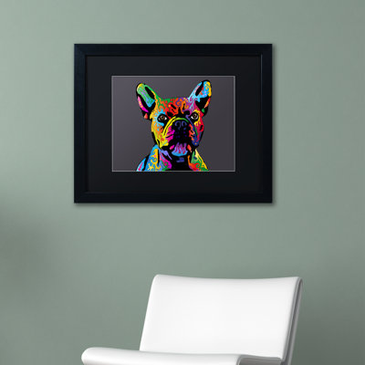 Bouledogue français gris, impression encadrée