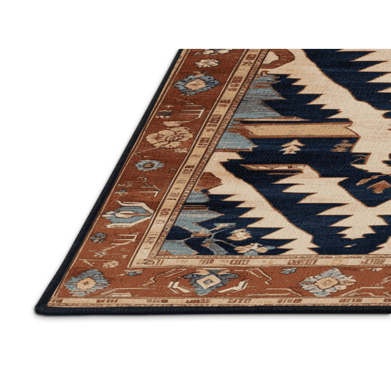 Machine Washable Persian Brown Area Rug, Round 7'