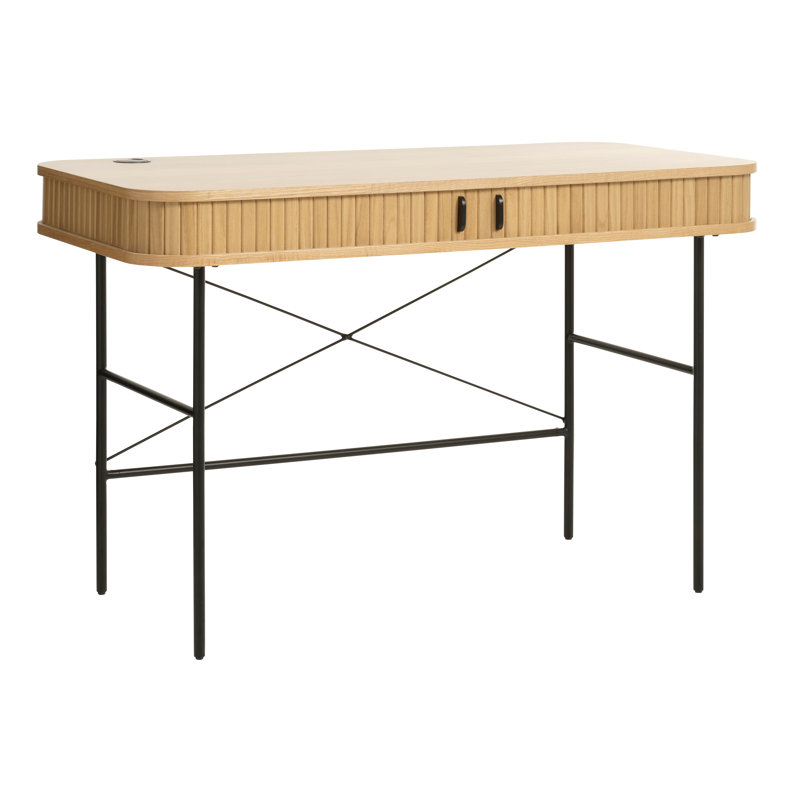 Teneasha Oval Writing Desk, Natural Oak