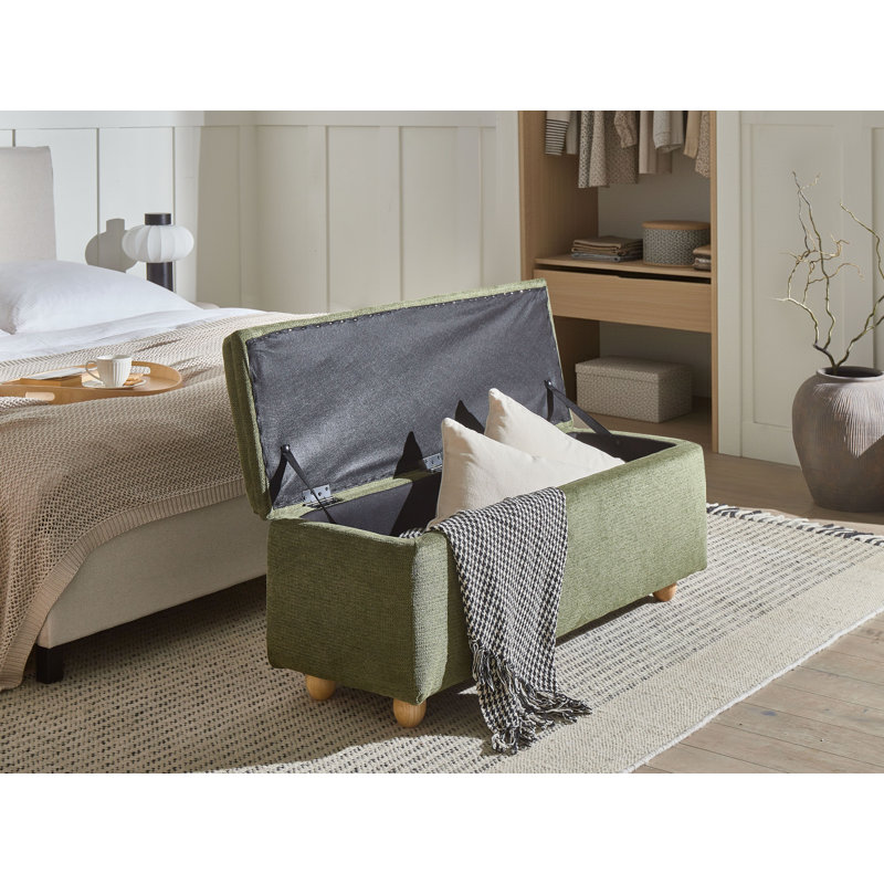 Fabric Upholstered Storage Bench, Green