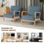 Jyrin Mid Century Upholstered Blue Corduroy Solid Wood Accent Chair with an Extra Pillow-1662300182-1662300181