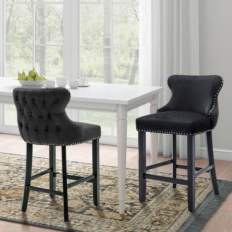 Tabouret de comptoir 26,7 po Kaimana, Velours noir
