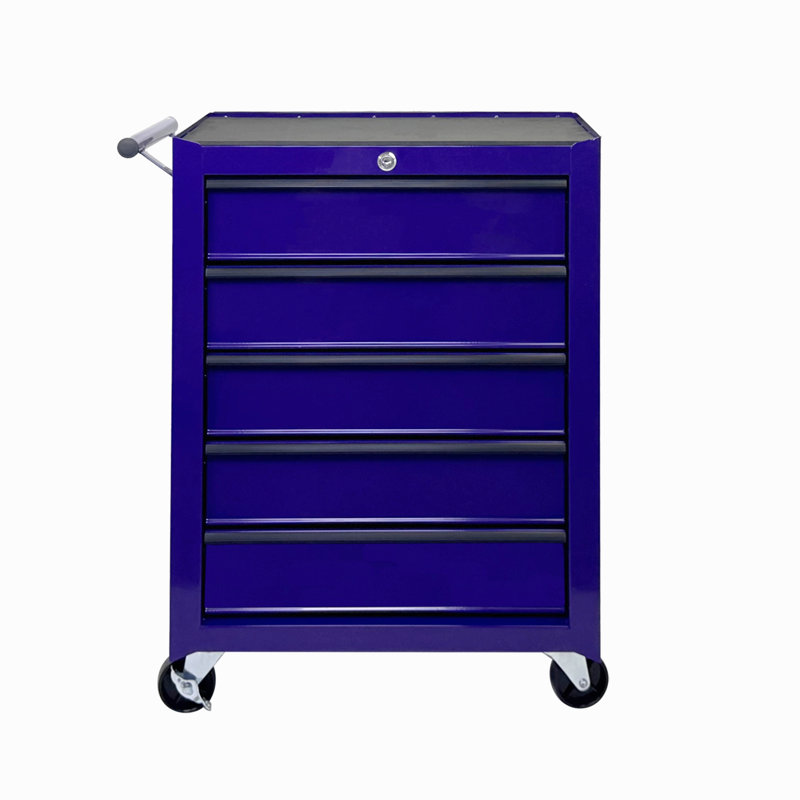 Coffre à outils roulant en métal avec 5 tiroirs, armoire à outils à 5 tiroirs de 20 po avec glissières à roulement à billes, coffre à outils en acier