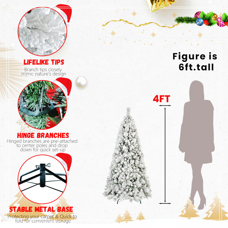 Arbre de Noël enneigé 7,5 pi, Ne s’applique pas, 7.5', Non pré-éclairé