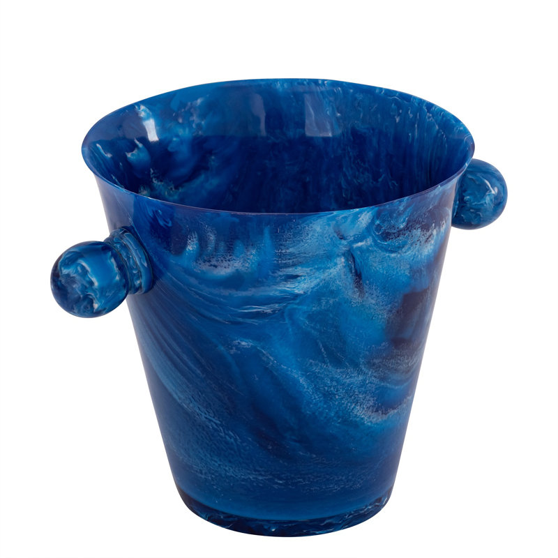 Seau à glace en résine bleue avec poignées, Bleu