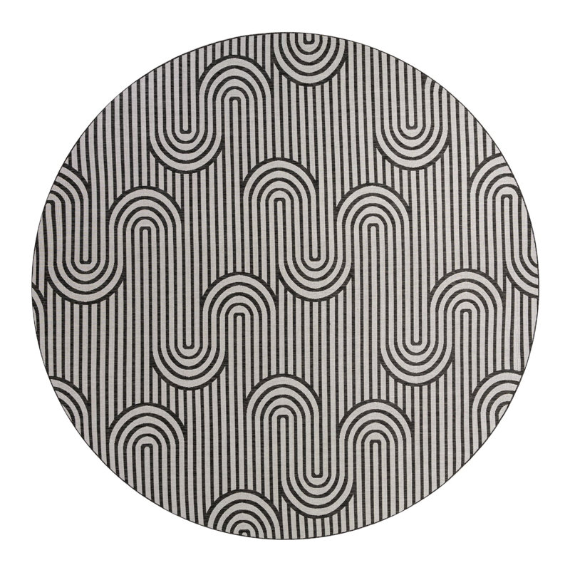 Tapis intérieur / extérieur d'extérieur moderne, Rond 13 pi 1 po