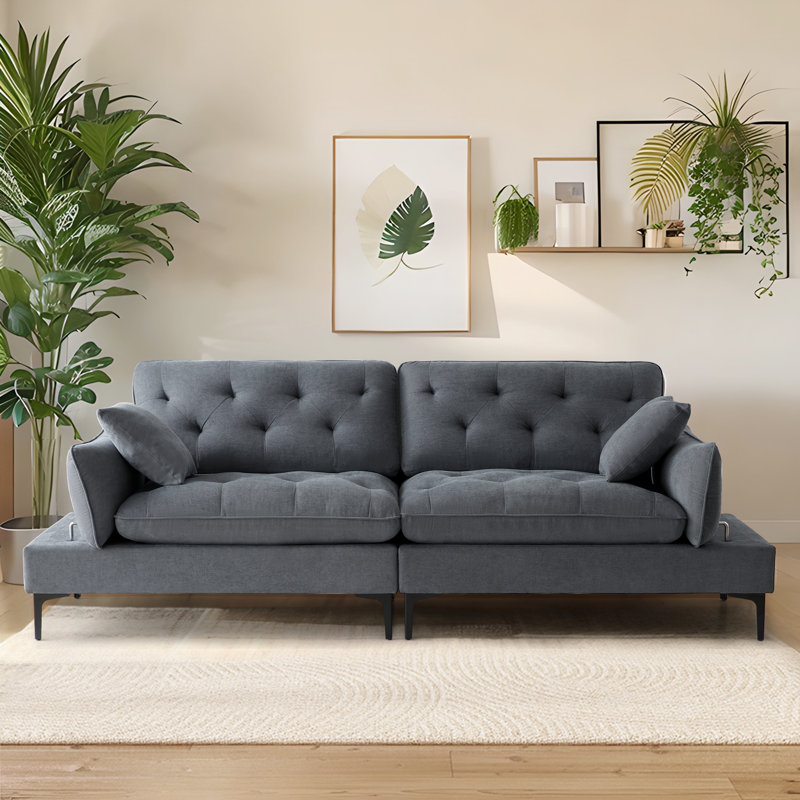 Canapé profond rembourré 75,6 po avec accoudoirs pliables, Gris