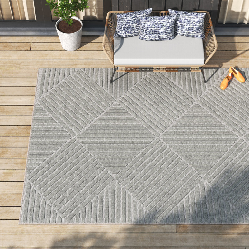 Tapis intérieur / extérieur gris Mira, Rectangle 7 pi 10 po x 9 pi 10 po
