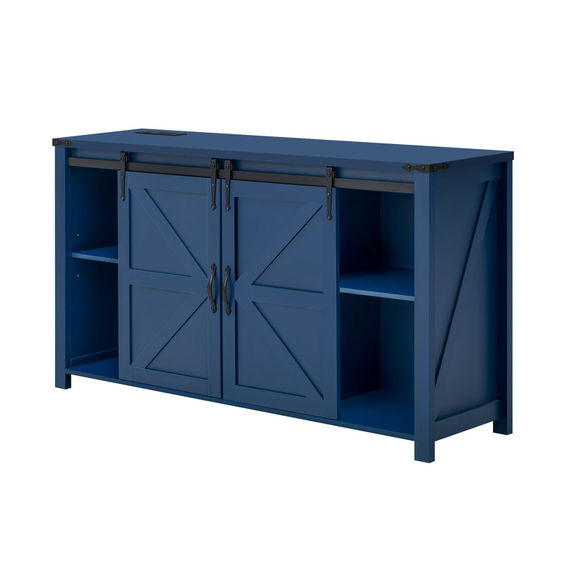 Crédence de bureau 55 po à 2 portes et 4 tiroirs, Marine