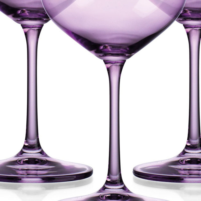 Ensemble de quatre grands verres à vin translucides, Mauve