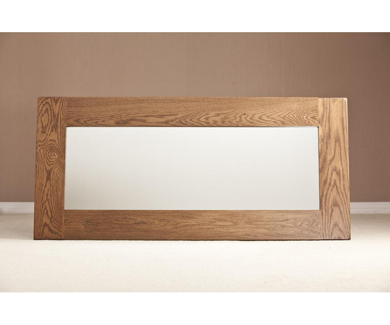 Wood Flat Wall Mirror, 60 cm H x 130 cm W
