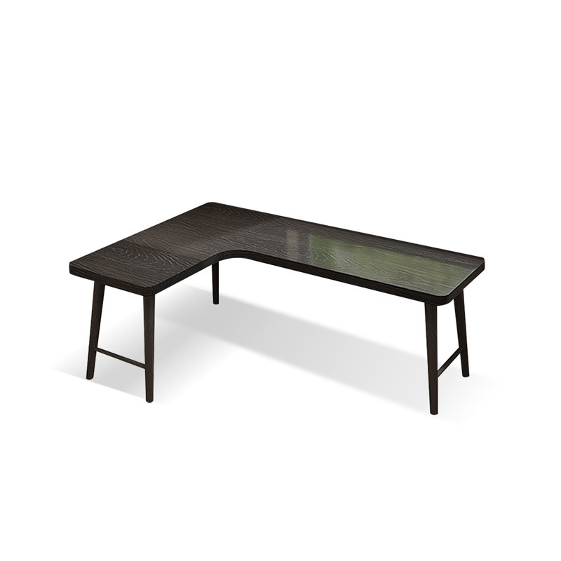 Black Rectangular Solid Wood desks, 29.53" H x 55.12" W x 39.37" D, Left Hand Return