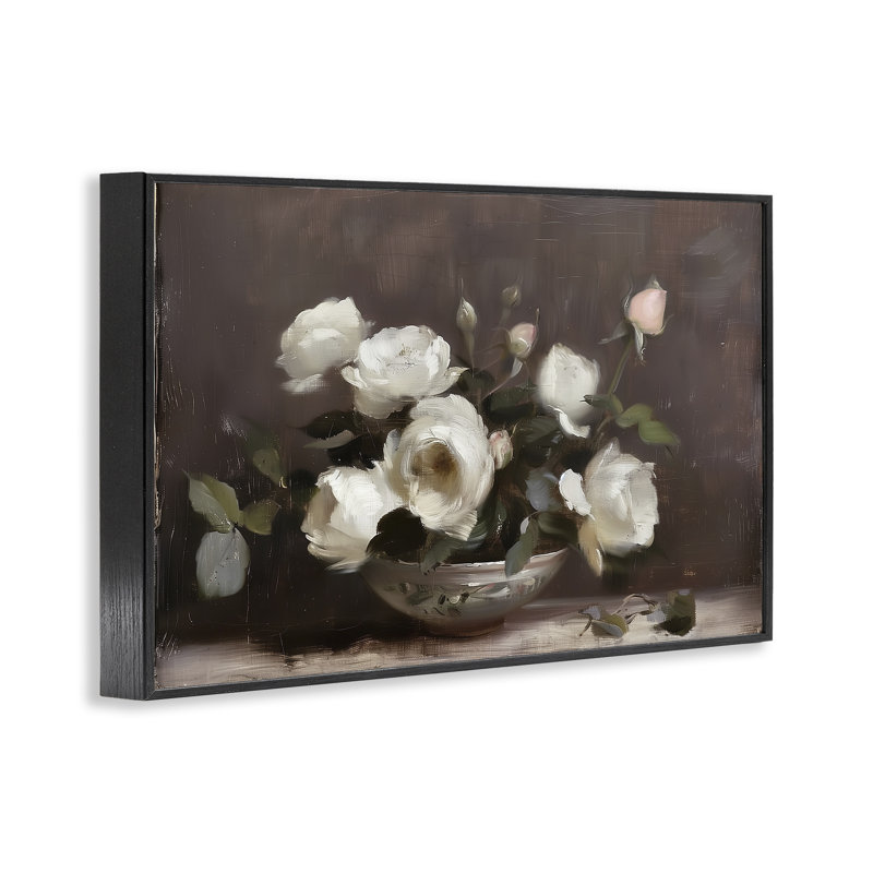 Art traditionnel de giclée de nature morte à la rose, design par Annabelle Hall, H 12 po x l 18 po