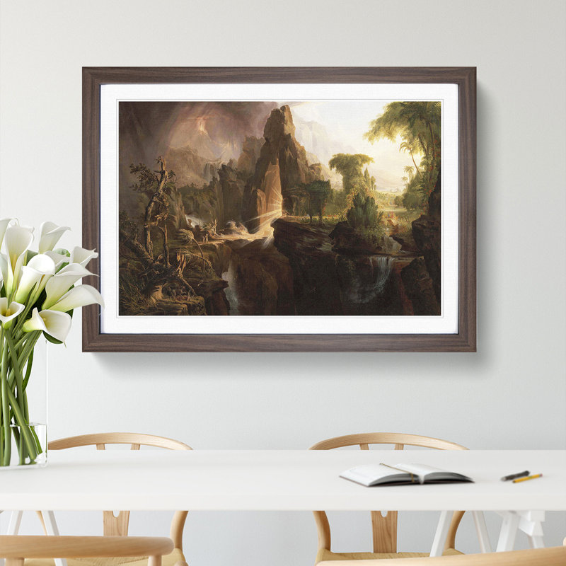 Expulsion from the Garden of Eden by Thomas Cole - Picture Frame Painting, Walnut Framed, 36cm H x 48cm W x 2cm D
