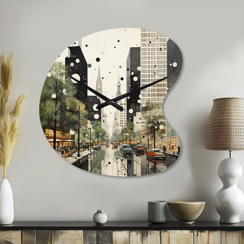 Horloge grise verte Mid Century Architectural Elegance - Mid-Century, Petit