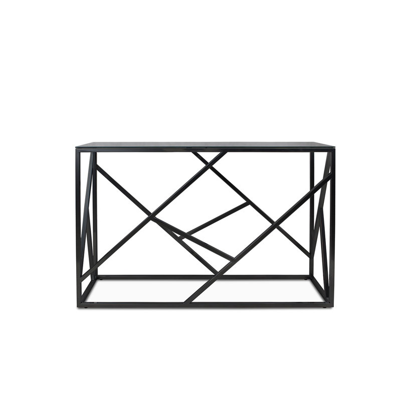 Goshorn 120cm Glass Top Console Table, Black