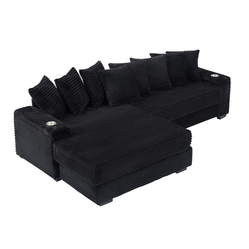 Canapé de 111,4 po Tisha, accoudoir avec porte-gobelet et fonction de rangement, fauteuil inclinable pouvant être changé à gauche et à droite, convient au salon, à la chambre à coucher, au salon