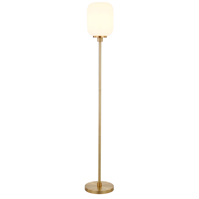 Lampe sur pied traditionnelle 69 po Boystown, Laiton, Blanc