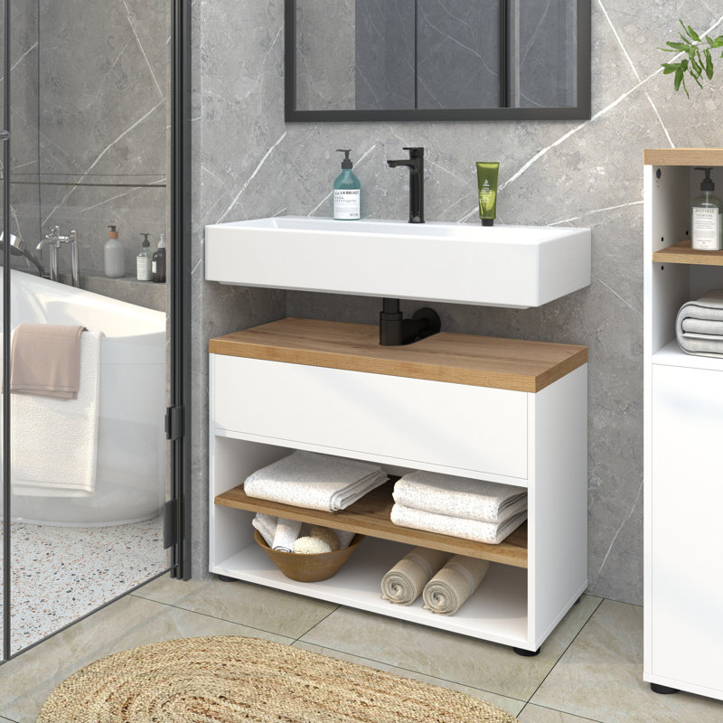 Nicayla 57cm Kitchen Pantry, White/Oak