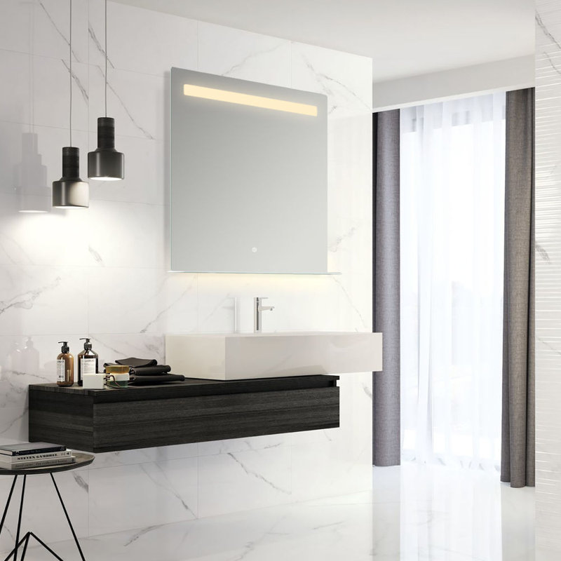 Miroir mural pour salle de bain DEL RONDA, H 35,4 po x l 35,4 po