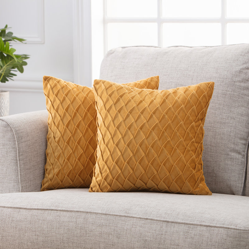 Golden Pleated Velvet 18" Euro Throw Pillow Covers - Set of 2