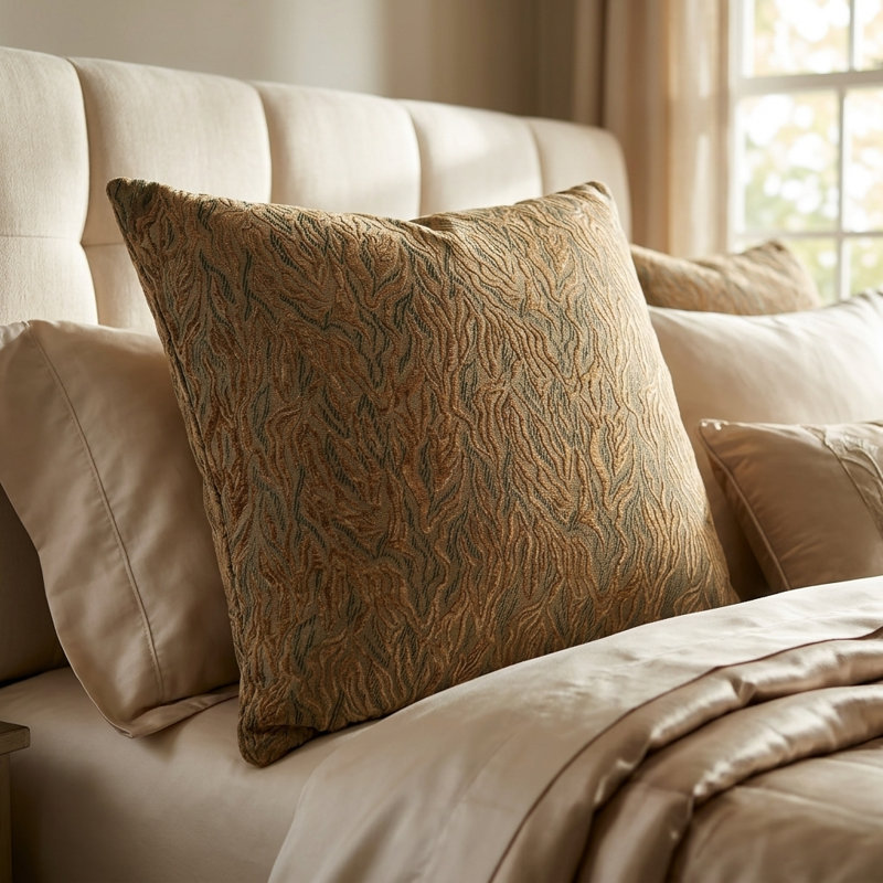 Coussin décoratif en tissu Plutus Yarns, Bronze bruni, 22 po x 22 po