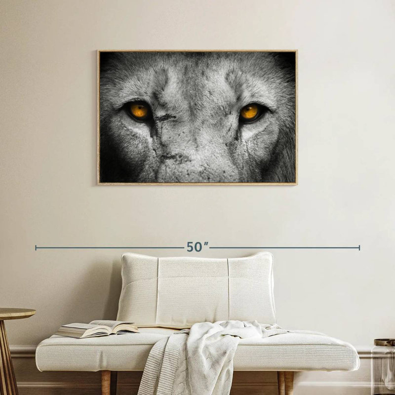 Pop aux yeux de lion, Cadre flottant en bois naturel, 37 po x 25 po