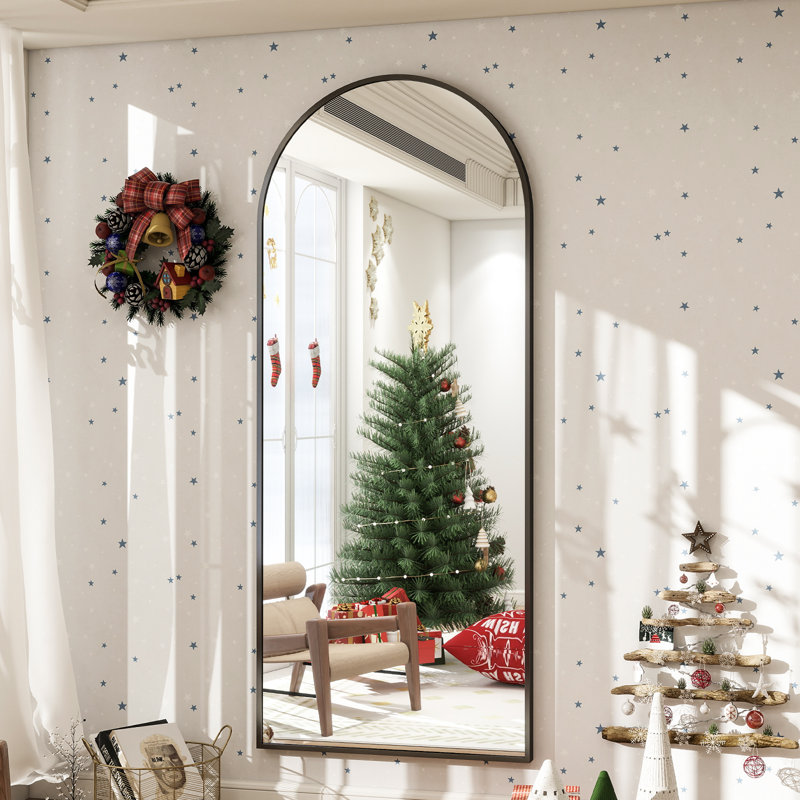 Miroirs muraux surdimensionnés arqués, Argent, 64 po x 21 po
