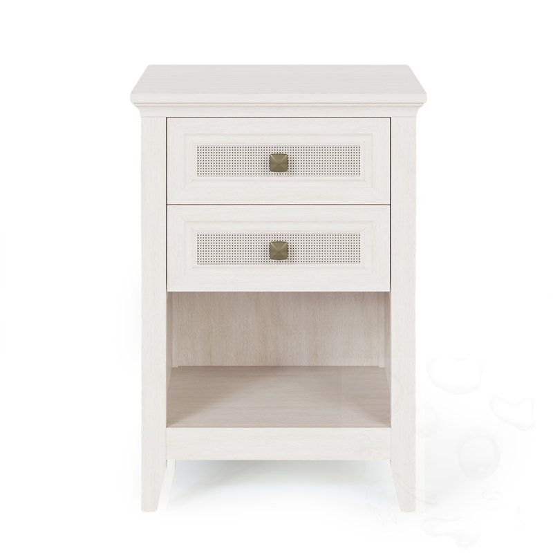 Nightstand with 2 Drawers and Open Shelf