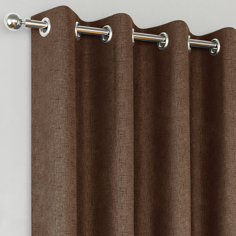 Biller Eyelet Thermal Light Reducing Curtain, 229cm Width x 137cm Drop, Chocolate